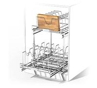 Home Zone Living Pull Out Kitchen Cabinet Organizer with Two Tiers of Storage, 15” W x 20” D