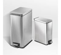 Home Zone Living Set di pattumiera da cucina da 8 galloni e 2,5 galloni, design sottile in acciaio inossidabile, capacità 30 litri e 9,7 litri, argento