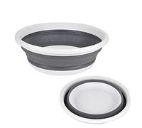 Homéa, Bacino retrattile in plastica e silicone 9L Ø37 x 13 cm bicolore bianco/antracite