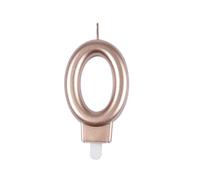 Homéa, Candela compleanno numero 0 con supporto in plastica H7,5 cm, rosa oro