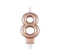 Homéa, Candela compleanno numero 8 con supporto in plastica H7,5 cm, rosa oro