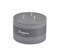 Homéa, Candela pilastro 3 stoppini Ø12,5 x 8 cm Rustico Colore Grigio Antracite