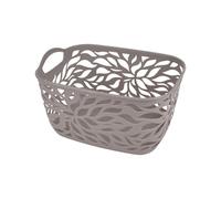 Homéa, Cestello con motivo vegetale, plastica, 14 l, 35 x 25,5 x 21 cm, colore: tortora
