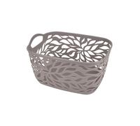 Homéa, Cestello con motivo vegetale, plastica, 7,5 l, 29 x 22,5 x 16 cm, colore: tortora
