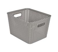 Homéa, Cestello intrecciato in plastica, 23 l, 35 x 29,5 x 22 cm, colore: tortora