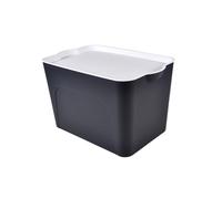 Homéa Essentiel Box con coperchio in plastica, 26 l, bianco e nero, L 40 x L 27 x H 24,5 cm