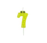 Homéa, Mini candela compleanno numero 7 H5 cm verde chiaro
