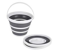 Homéa, Secchio retrattile in plastica e silicone, 10 l, diametro 32 x altezza 24 cm, bicolore bianco/antracite