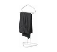 HOMEA Servo Muto da Camera in Metallo Indossatore Appendiabiti da Terra Salvaspazio - 43,5x36x110,5cm - Omino Porta Abiti con Design Moderno, Stand per Giacche, Pantaloni e Camicie (Bianco)