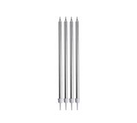 Homéa, Set di 16 candele per compleanno lunghe + supporti in plastica, altezza 14,5 cm, colore: Argento