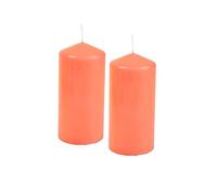 Homéa, Set di 2 candele pilastro D5 x H10 cm Essenziale colori corallo
