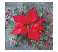 Homéa, Set di 20 tovaglioli di carta, 3 pieghe, 33 x 33 cm, motivo: Poinsettia