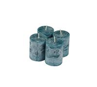 Homéa, Set di 4 candele pilastro D4 x H5 cm, rustico, colore: blu pavone