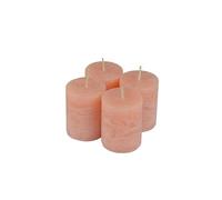 Homéa, Set di 4 candele pilastro D4 x H5 cm, rustico, colore: rosa polvere