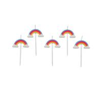 Homéa, Set di 5 candele arcobaleno 3D+picco in plastica, H6 cm, arcobaleno
