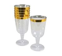 Homéa, Set di 6 bicchieri da vino in plastica riutilizzabile, 18 cl, colore: oro