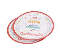 Homéa, Set di 6 piatti in cartone D23 cm, compleanno colore