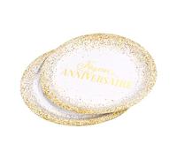 Homéa, Set di 6 piatti in cartone D23 cm compleanno oro