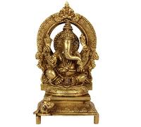 HomeAdri Brass Idol Ganesha (Ganapathi Vinayak) a Mandapam: Statua da collezione per il tempio domestico (10025)