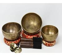 HomeAdri Campana tibetana fatta a mano dal Nepal, set di 3 pezzi da 14 cm a 19 cm, campana Tingsha, ideale per meditaiotn, yoga, suono e Charka Heal