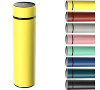 Homealexa 500ml Thermos Bottiglia Termica di Acqua in Acciaio Inox Bottiglietta Tazza Intelligente LED Temperatura Display Touch Smart Borraccia Isolante Sottovuoto (Giallo)