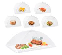 Homealexa 6PCS Campane Pieghevoli per Alimenti, Protezione dalle Mosche, per Alimenti, Frutta, Picnic, Barbecue, Bianco, 1 Taglia XL + 5 Standard