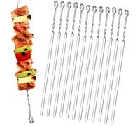 Homealexa BBQ Kabob Spiedini in Acciaio Inox Set 20 Pezzi Spiedi Piatti Riutilizzabili 37,5cm per Barbecue Grigliatura Carne Verdure BBQ Bastone