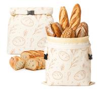 Homealexa Set di 2 sacchetti per il pane riutilizzabili, 43 × 33 cm, con inserto in cera d'api rimovibile