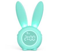 Homealexa Sveglia Bambini da Comodino Sveglia di Coniglio con Luce Notturna Funzione Snooze Timer Lampada Orologio da Tavolo Sveglia Ricaricabile Senza Fili Regalo per Ragazzi Studenti (Verde)