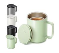 Homealexa Tazza da Caffè 400 ml a Doppia Parete Sotto Vuoto, Tazza Termica per Caffè e Tè in Acciaio Inossidabile con Manico e Coperchio Scorrevole Verde