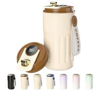 Homealexa Tazza da Caffè con Display Digitale, 410 ml, 316 in Acciaio Inox, da Viaggio, Isolata, a Prova di Perdite, con Coperchio per Caffè