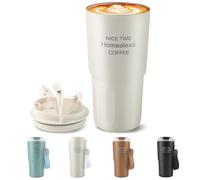 Homealexa Tazza da Caffè da Viaggio, Bottiglia Isolante al Vuoto, Acciaio Inox 304, 600ml, Bianco