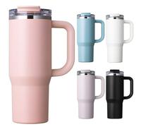 Homealexa Tazza Termica 900ml con Coperchio e Cannucce, Bicchiere da Asporto in Acciaio Inox, Bottiglia Isotermica, Tazza da Viaggio