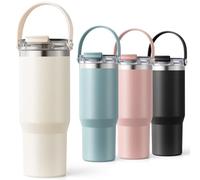 Homealexa Tazza Termica 900ml con Coperchio e Cannucce, Bicchiere da Asporto in Acciaio Inox, Bottiglia Isotermica, Tazza da Viaggio