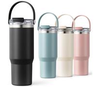 Homealexa Tazza Termica 900ml con Coperchio e Cannucce, Bicchiere da Asporto in Acciaio Inox, Bottiglia Isotermica, Tazza da Viaggio