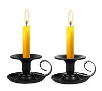 Homean - Portacandele a forma di candelabro, 2 pezzi, stile retrò, in ferro, semplice nero, per Halloween, Natale, decorazione della casa