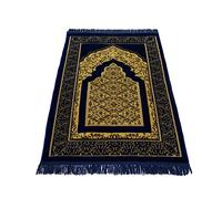 homeart Tappeto da preghiera in velluto per musulmani, morbido tappetino da preghiera islamico sottile, Janamaz, Sajada, tappeto per preghiera, motivo Mecca, blu navy