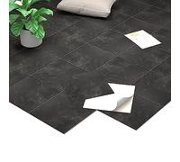 Homease Pavimento in PVC autoadesivo, effetto marmo, antiscivolo, impermeabile, tagliabile, effetto piastrelle, per cucina, soggiorno, balcone, nero opaco, 20 piastrelle, 1,8 m²
