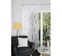 HOMEbasics 41462 Paolo - Tenda a nastro arricciato, trasparente, stampata, 245 x 140 cm, colore: giallo