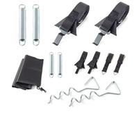 HomeBee Set di fasce per tende da sole per camper e tenda, 2 ancoraggi a spirale + 2 molle + 2 cinghie di tensionamento + borsa | Compatibile con Omnistor | tenda da campeggio paravento e protezione