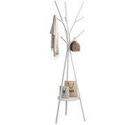 Homebi appendiabiti Hat stand free standing display Hall Tree Hat indumento portaoggetti con 9 ganci appendiabiti in metallo per vestiti, cappelli e sciarpe, 45 cm "wx17.72 dx70.87" H, metallo, White, 17.72"W17.72"Dx70.87"H