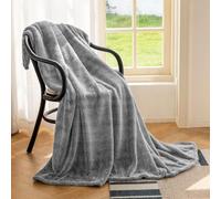 Homebliss Coperta Plaid in Pile 150 x 200 cm, Matrimoniale Flanella - Oeko-TEX®, per Divano e Letto, Lenzuolo Sopra Flanella, Morbida - Grigio