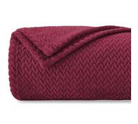 Homebliss Coperta Plaid Pile, Coperta Singolo 150 x 200 cm - Coperta Flanella 280GSM Oeko-TEX®, Caldo Morbida e Leggera, Per letto, Divano, Viaggi, Campeggio - Bordeaux