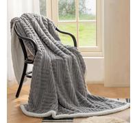 Homebliss Coperta Plaid Pile Sherpa 150 x 200 cm, Coperta Calda e Confortevole Flanella- Certificata Oeko-TEX®, Copri Divano,Copriletto,Plaid Matrimoniale Divano Fluffy di Alta qualità-Grigio Chiaro