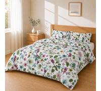 Homebliss Set Copripiumino 260x240 + 50x80 2PCS, Bianco Floreale | Sacco copripiumino in microfibra spazzolata con federe 50x80 coordinate, cinque misure dal singolo al matrimoniale grande