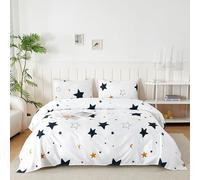 Homebliss Set Lenzuola Matrimoniali in Microfibre 180x190/200cm, Completo Lenzuola Letto con 2 Federe 50x80 in Stampa, Lenzuola Sopra e Lenzuolo con Angoli, Comfort e Morbidezza, Notte Stellata