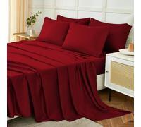 Homebliss Set Lenzuola Singolo 90x190/200cm 3 Pezzi, Completo Lenzuola Letto in Poliestere, Lenzuolo con Angoli, Lenzuola e 1 Federa 50x80,Tinta Unita, Bordeaux