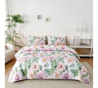 Homebliss Set Lenzuola Singolo in Microfibre 90x190/200cm, Completo Lenzuola Letto con 1 Federe 50x80 in Stampa, Lenzuola Sopra e Lenzuolo con Angoli, Comfort e Morbidezza, Viaggio Floreale Viola