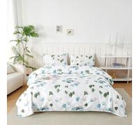 Homebliss Set Lenzuola Singolo in Microfibre 90x190/200cm, Completo Lenzuola Letto con 1 Federe 50x80 in Stampa, Lenzuola Sopra e Lenzuolo con Angoli, Comfort e Morbidezza, Foglia di Ginkgo