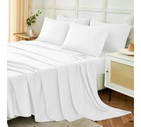 Homebliss Set Lenzuola Una Piazza e Mezza 120x190/200cm 3 Pezzi, Completo Lenzuola Letto in Poliestere, Lenzuolo con Angoli, Lenzuola e 1 Federa 50x80,Tinta Unita, Bianco